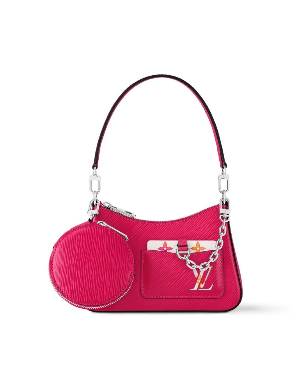 NEW Louis Vuitton Fuchsia Marellini Shoulder Bag with Round Coin Pouch